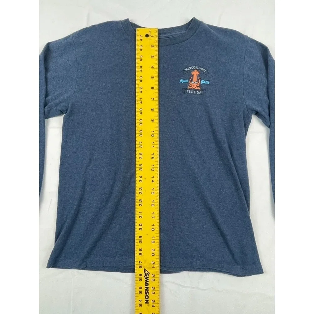 MARCO ISLAND FLORIDA SQUID GOALS LONG SLEEVE GRAPHIC T SHIRT BLUE ADULT MEDIUM